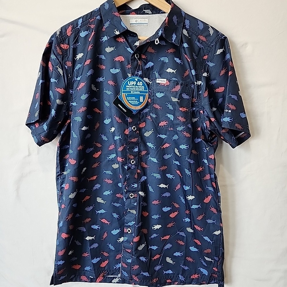 Columbia PFG Omni-Wick/Shade‎  Shirt Mens S Blue PFG Super Slack Tide